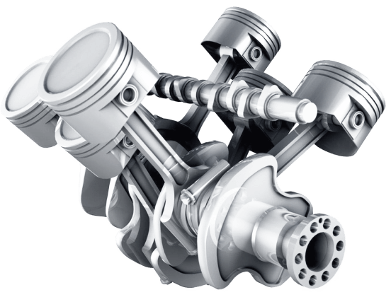 Stylized icon of a car's engine block